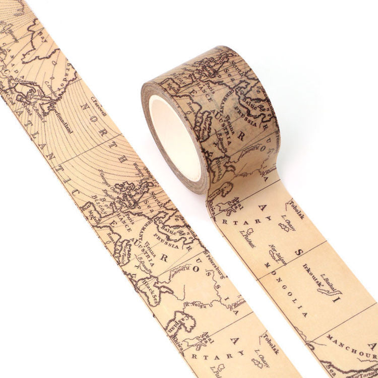 Image shows a map pattern washi tape