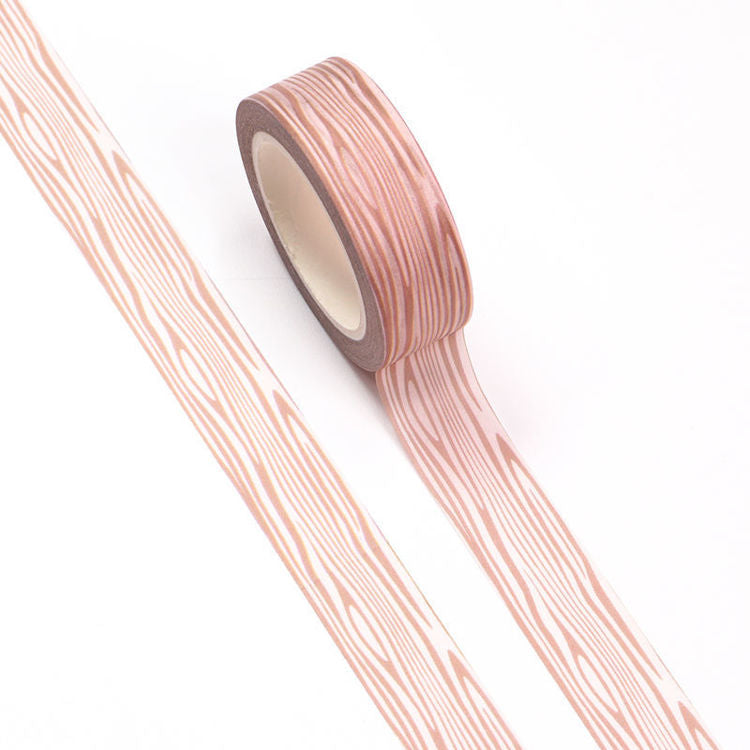 Image shows a wood grain pattern washi tape