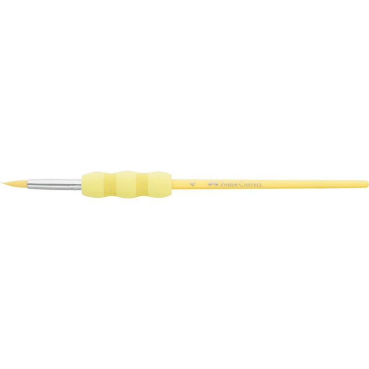 Image shows a yellow Faber-Castell paint brush