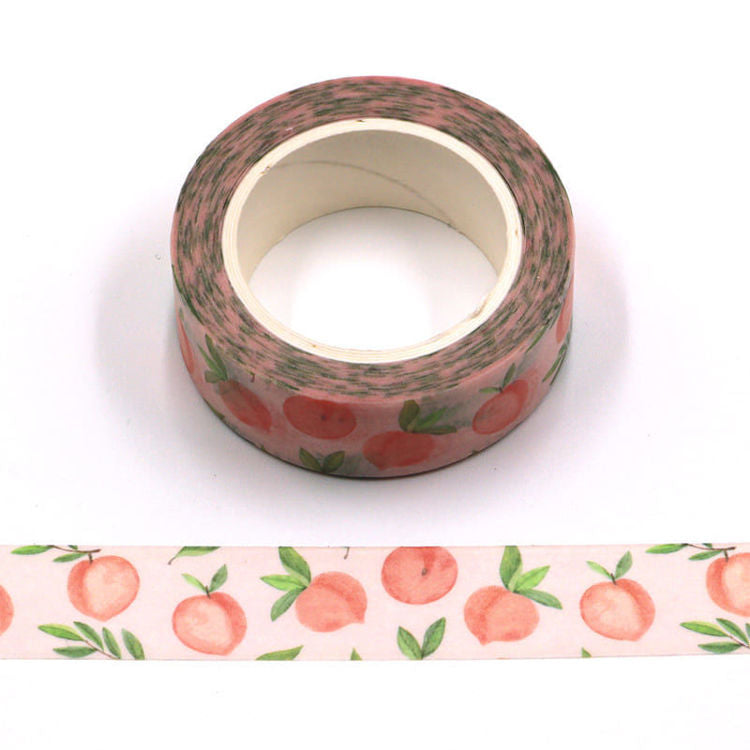 Image shows a peach fruit pattern washi tape