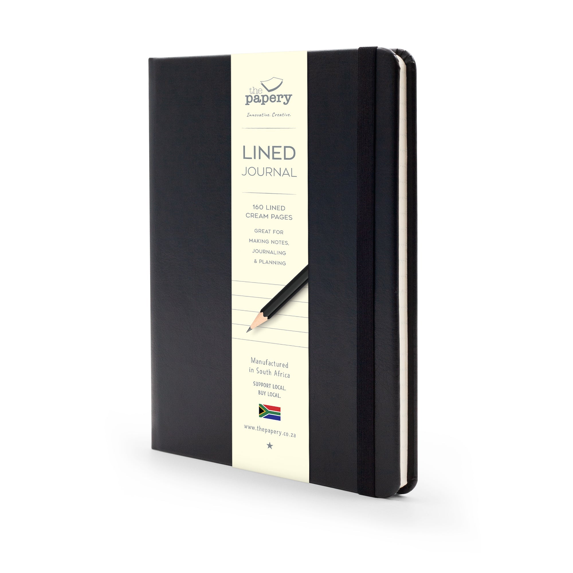 Image shows a Black lined Classic hardcover journal