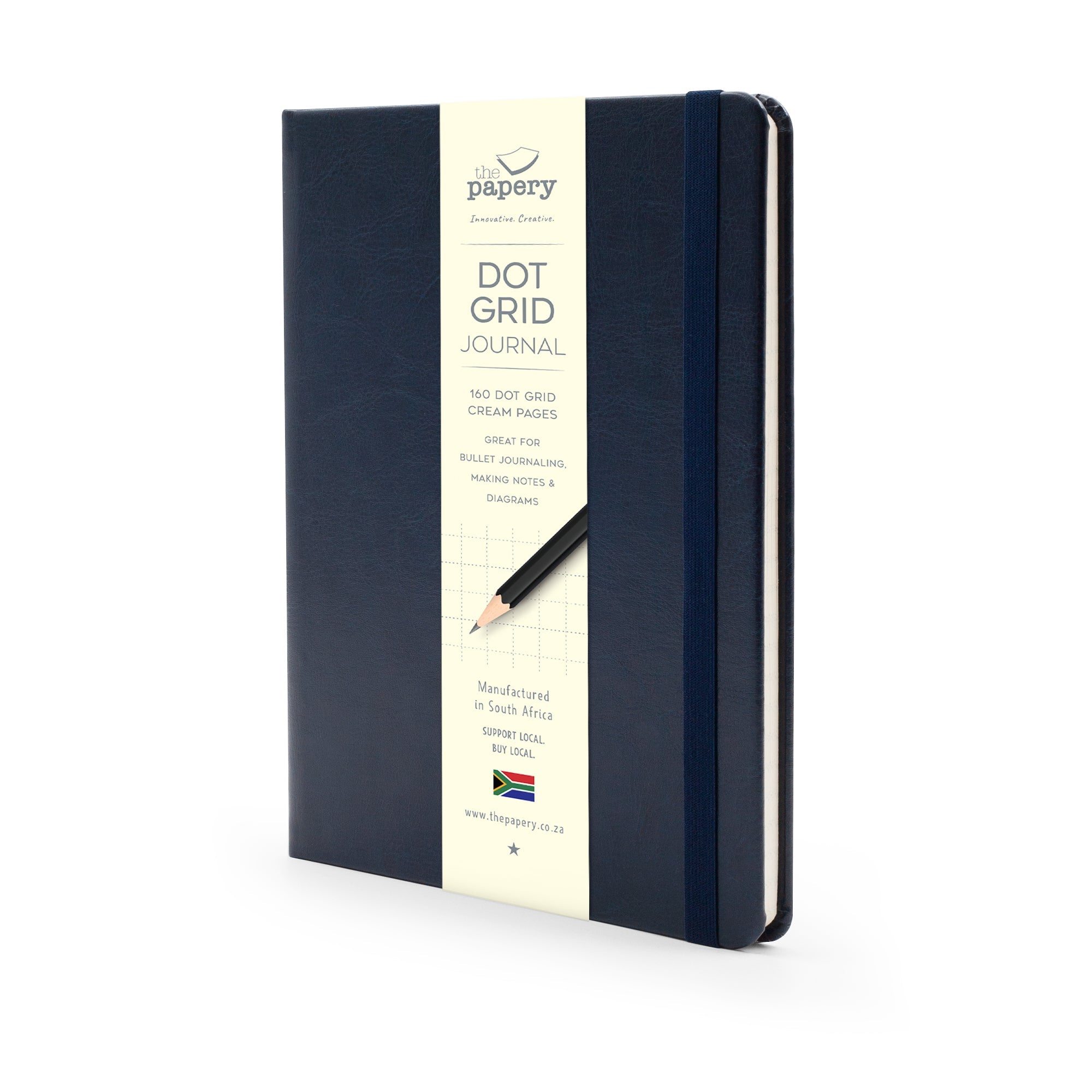Image shows a Navy Blue dot grid Classic hardcover journal
