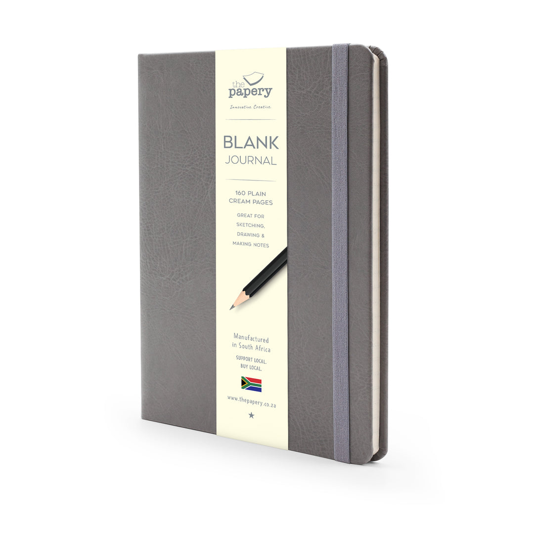 Image shows a Grey Classic Blank journal
