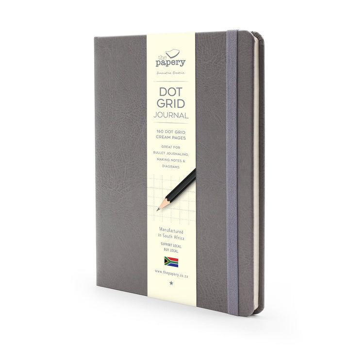 Image shows a Grey dot grid Classic hardcover journal