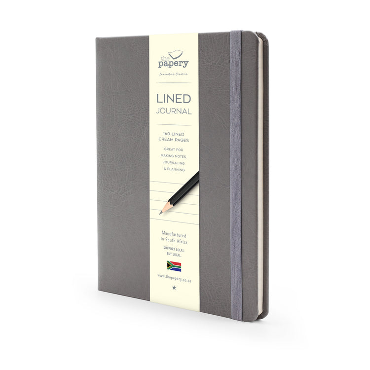Image shows a Grey Classic Lined journal