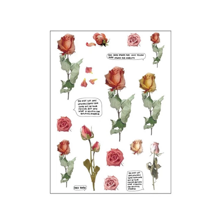 Image shows a red roses sticker set
