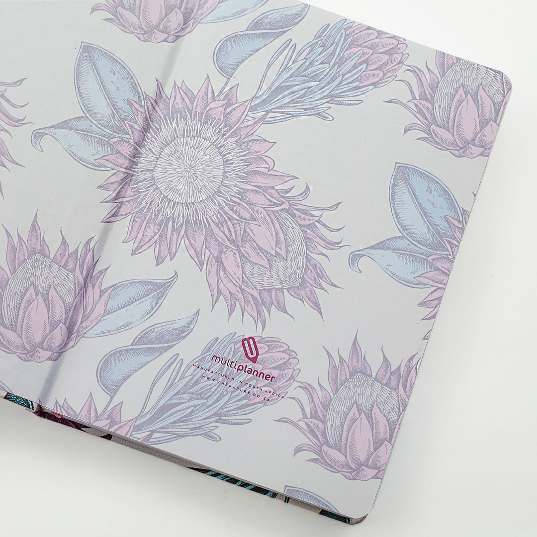 Image shows the endpapers of a Proteas Designer Multiplanner