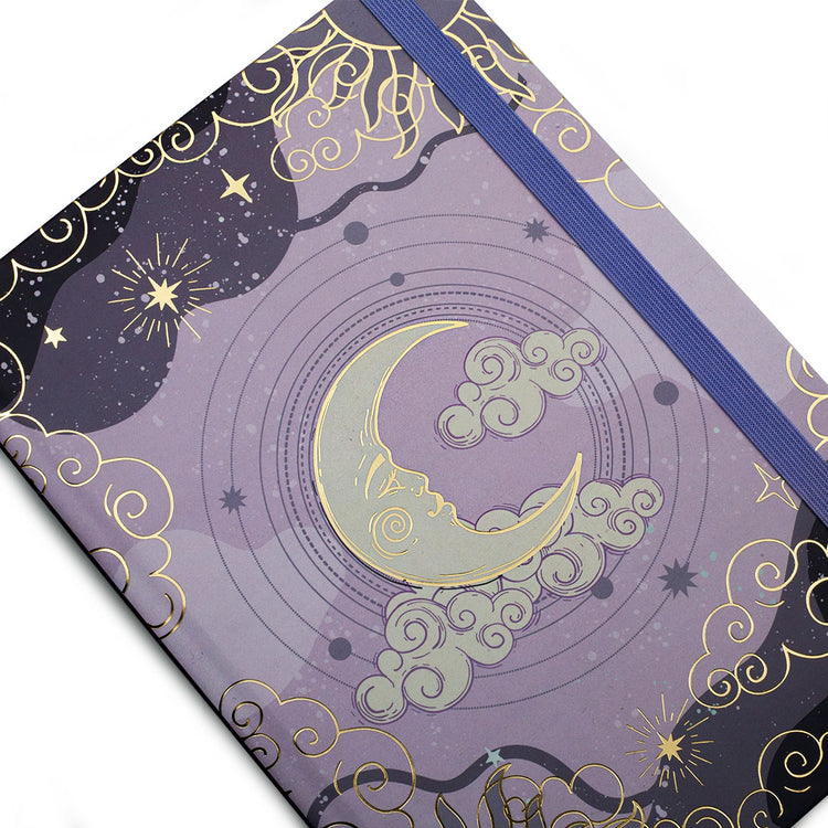 Image shows the top view of a Moon Dream Big Dot grid journal 