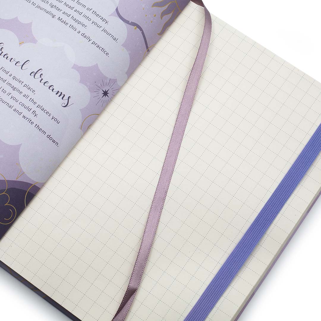Image shows the dot grid pages of a Moon Dream Big journal