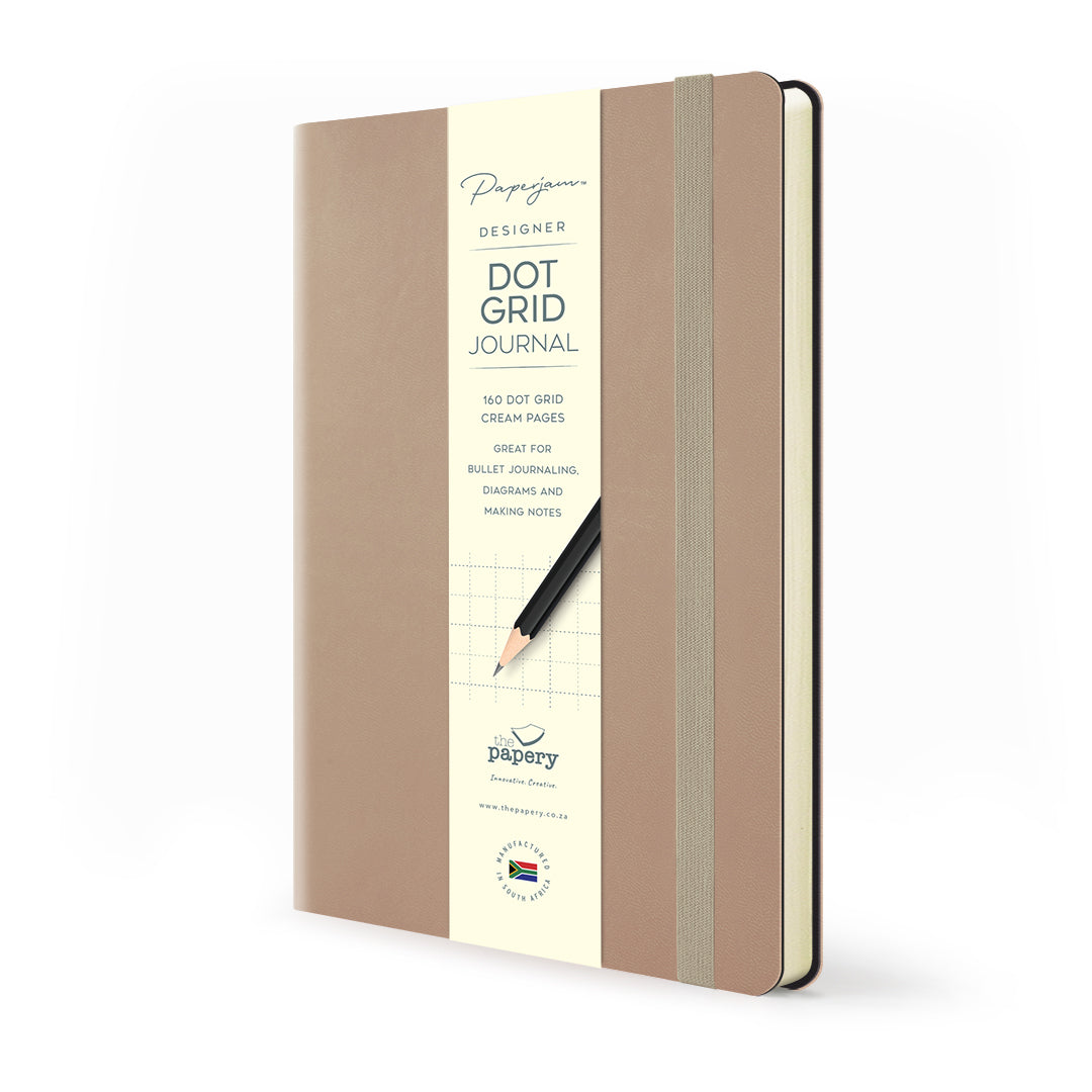 Image shows a chestnut dot grid Flexi softcover journal