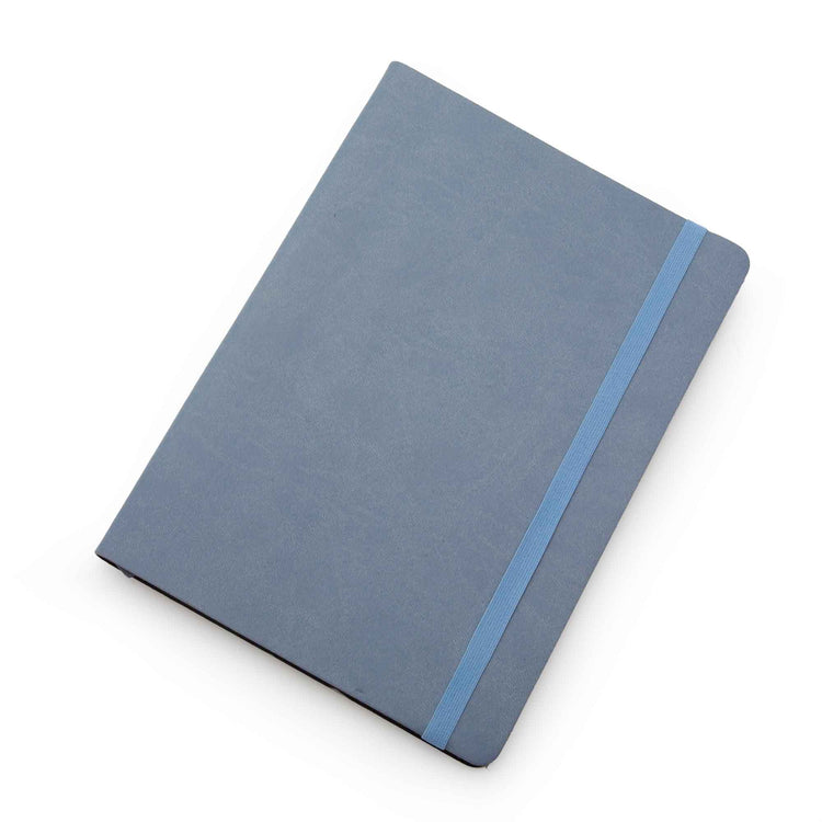 Image shows the top view of a cornflower Flexi softcover journal