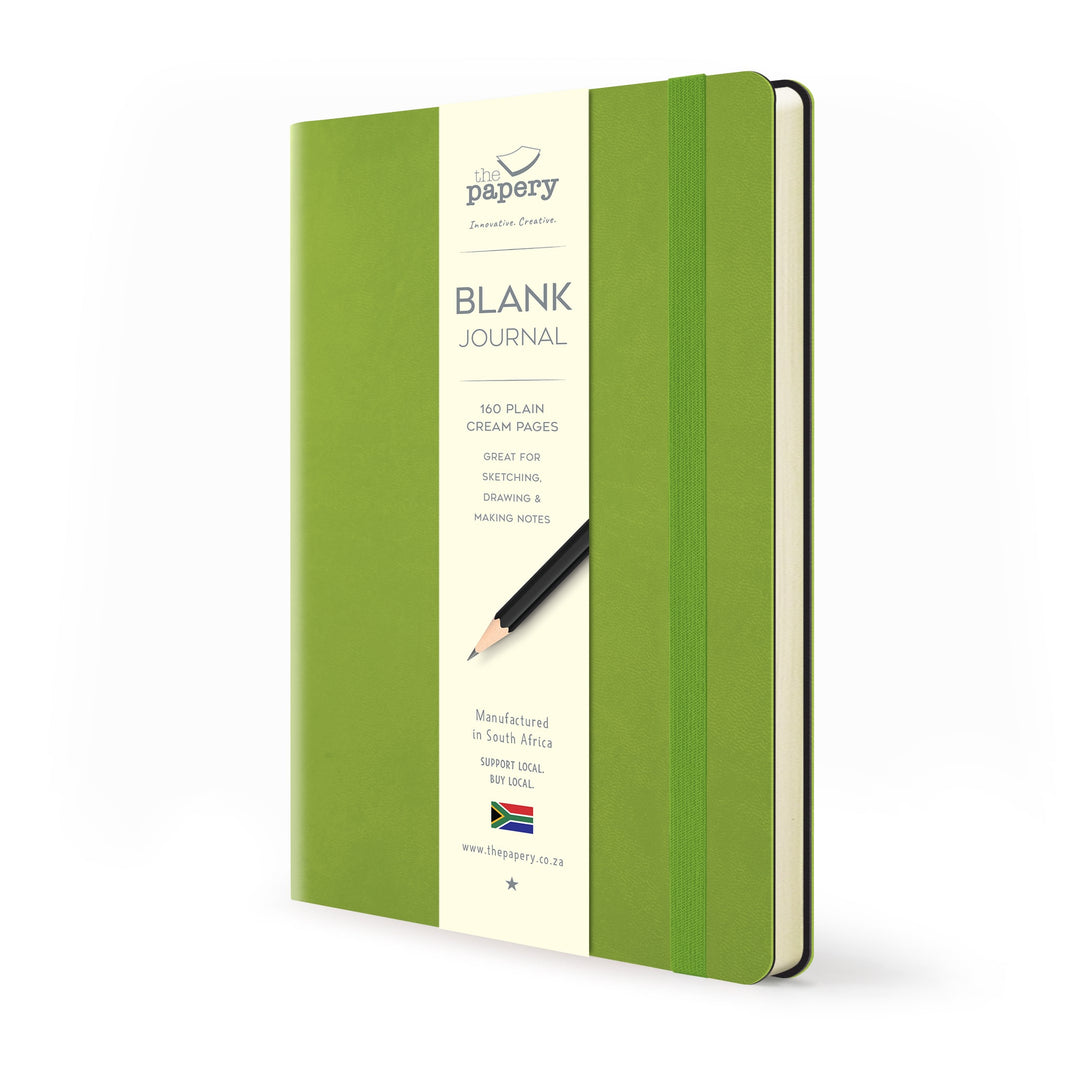 Image shows a blank green Flexi softcover journal