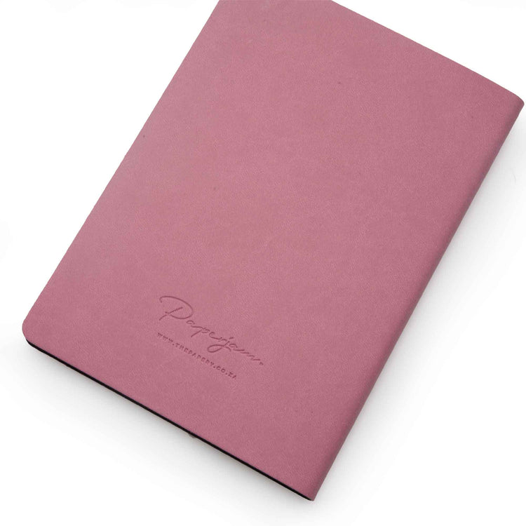 Image shows the back cover of an orchid Flexi softcover journal