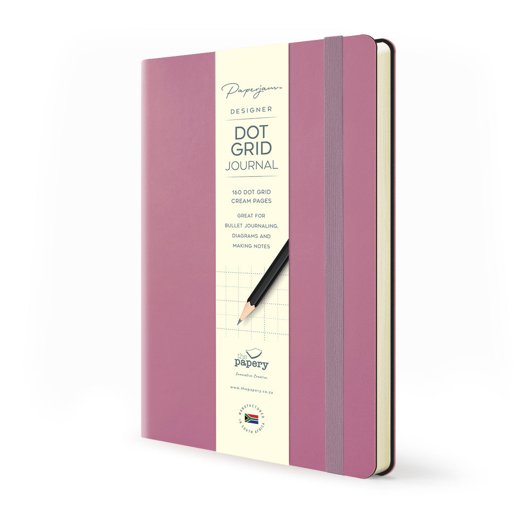 Image shows an orchid dot grid Flexi softcover journal