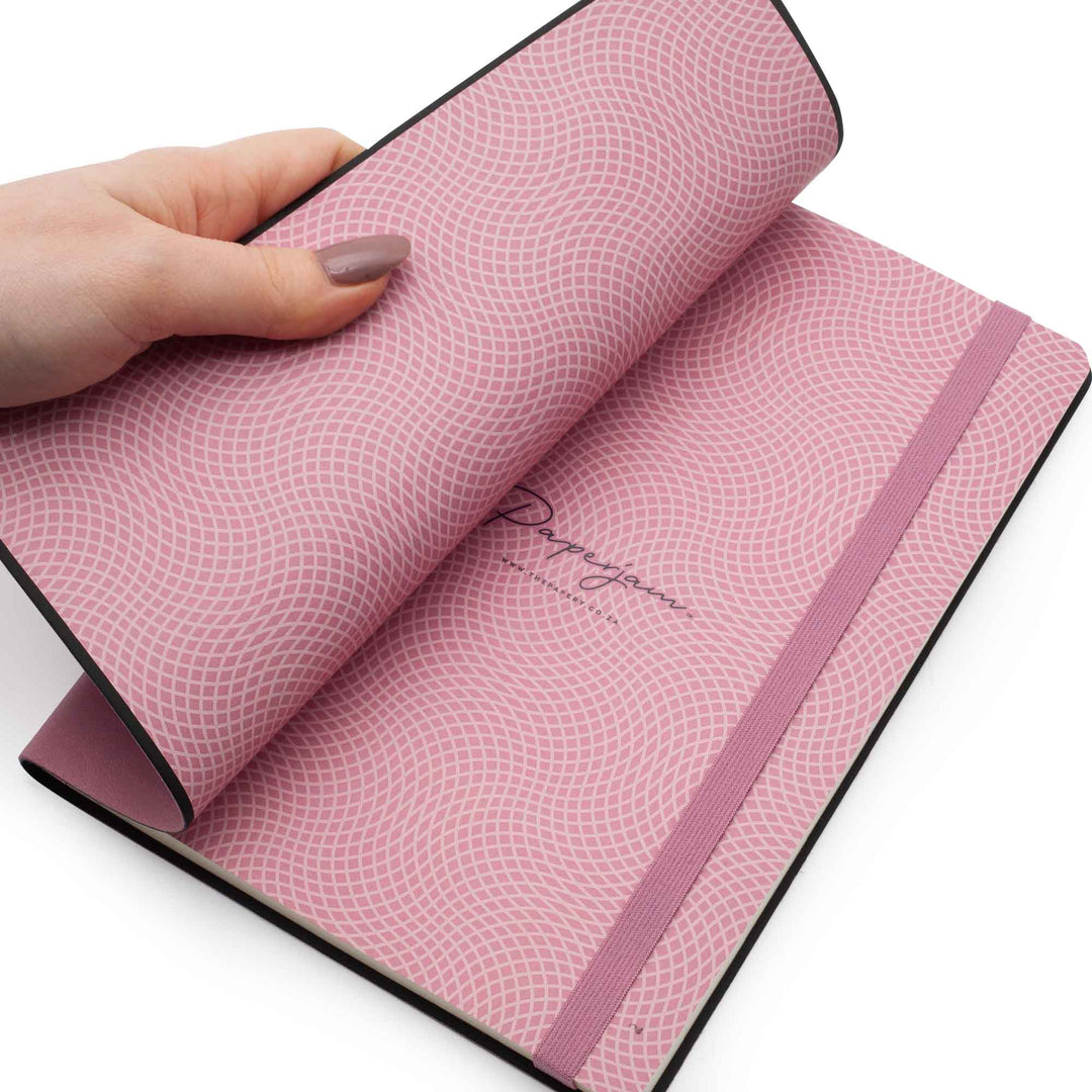 Image shows the endpapers of an orchid Flexi softcover journal