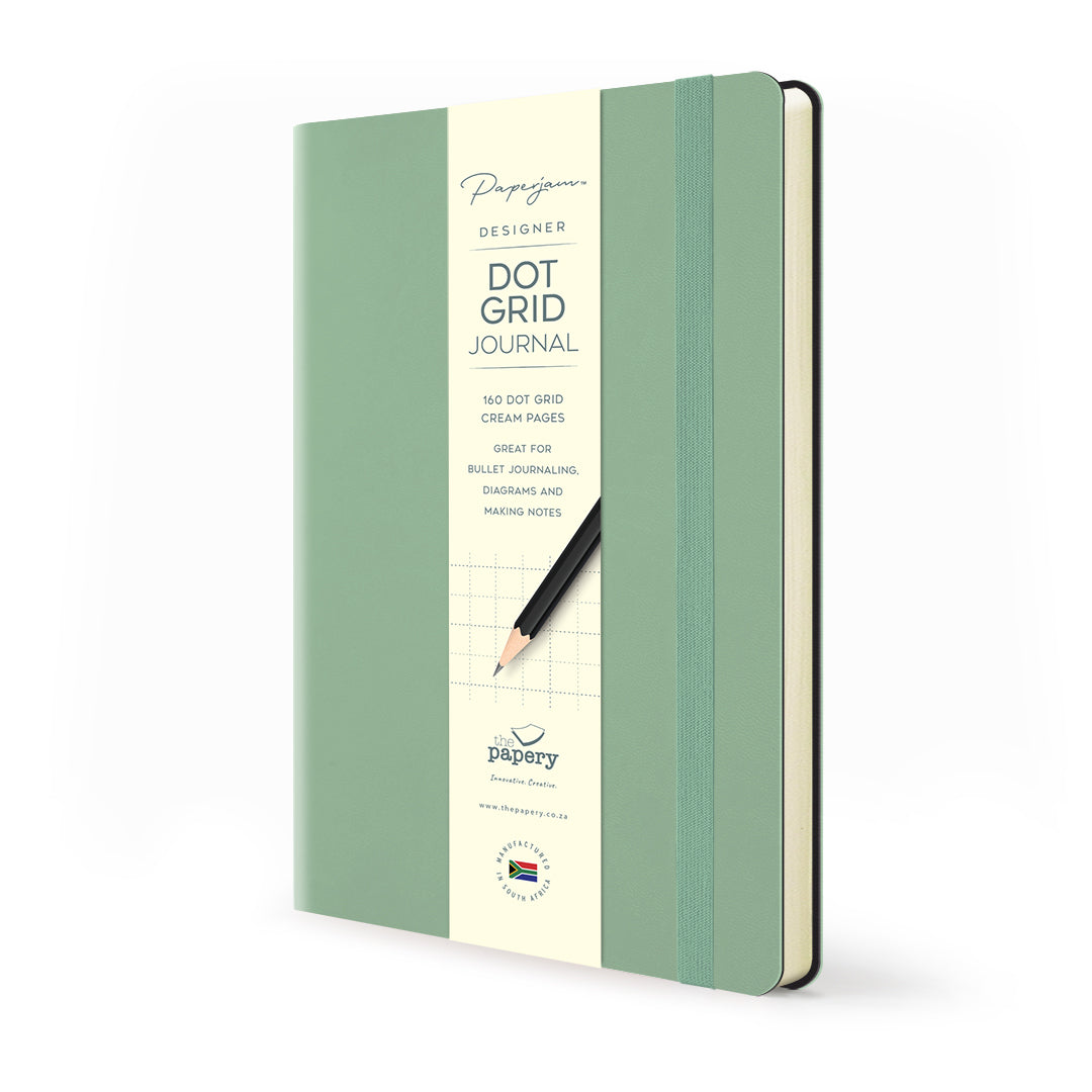 Image shows a sage dot grid Flexi softcover journal