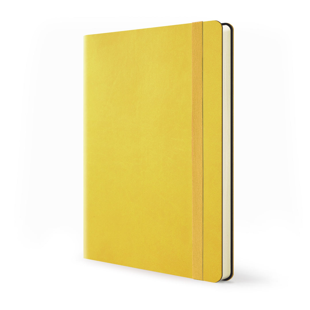 Image shows a yellow Flexi softcover journal