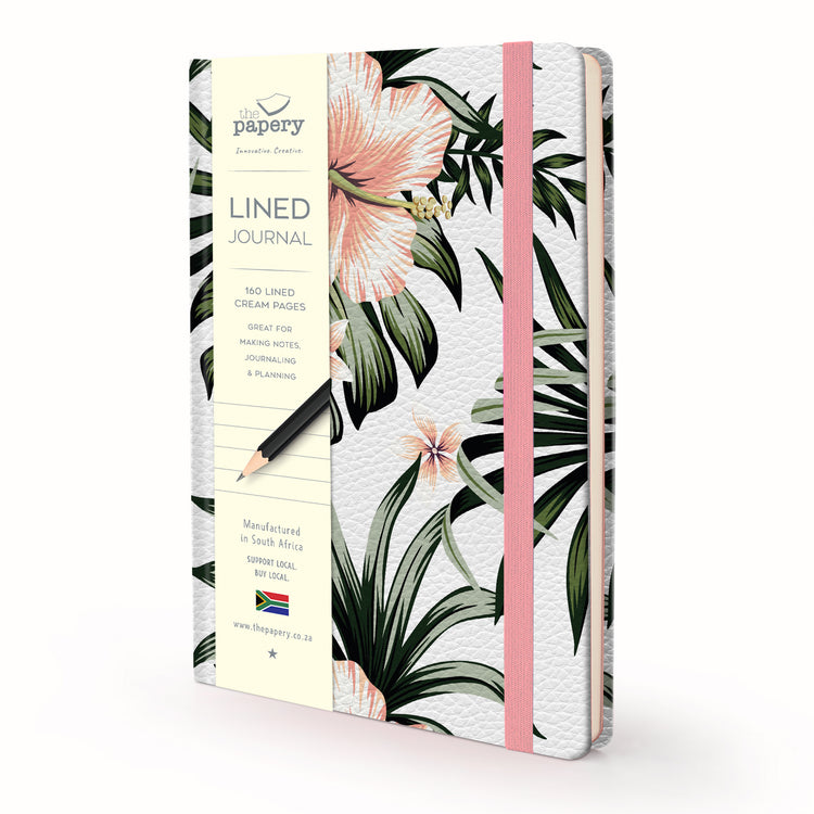 Image shows a lined Floral Hibiscus journal