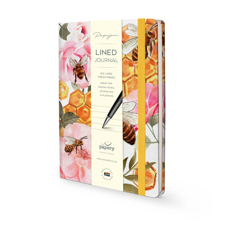 Image shows a lined Buzzing Bees Insect journal