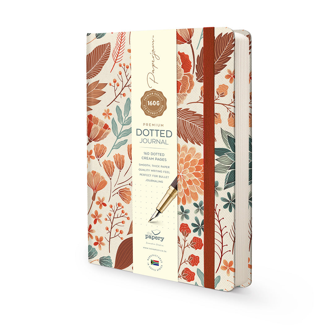 Image shows an Autumn Premium hardcover journal (with bellyband)
