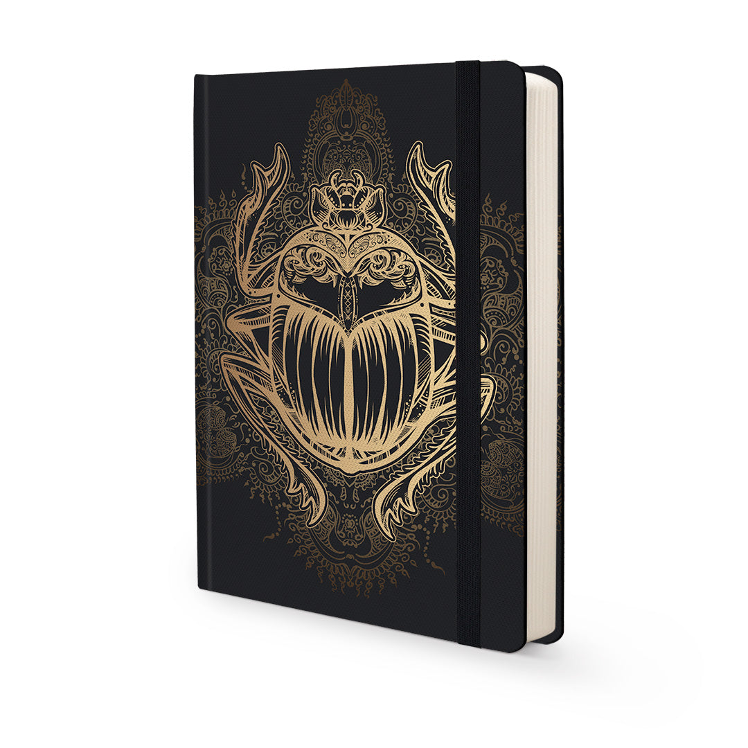 Image shows a Golden Scarab Premium hardcover journal