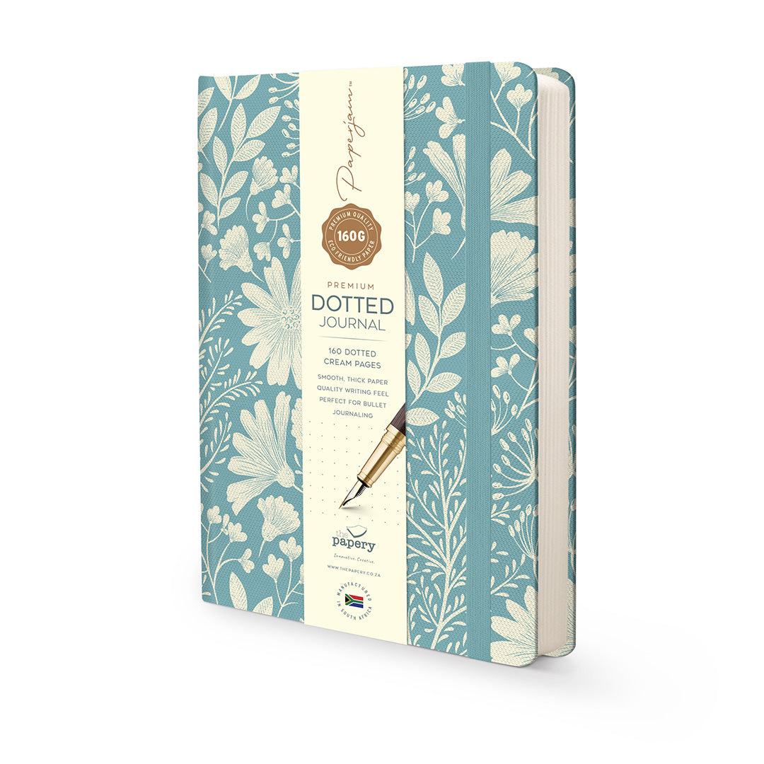 Image shows a Winter Premium dotted journal (with bellyband)