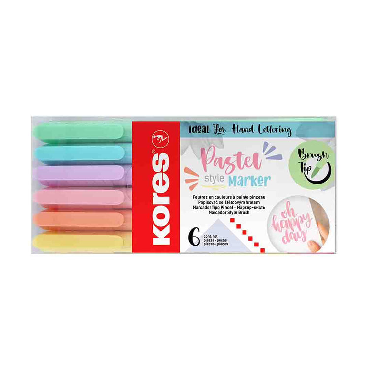Image shows a set of 6 Kores Pastel markers