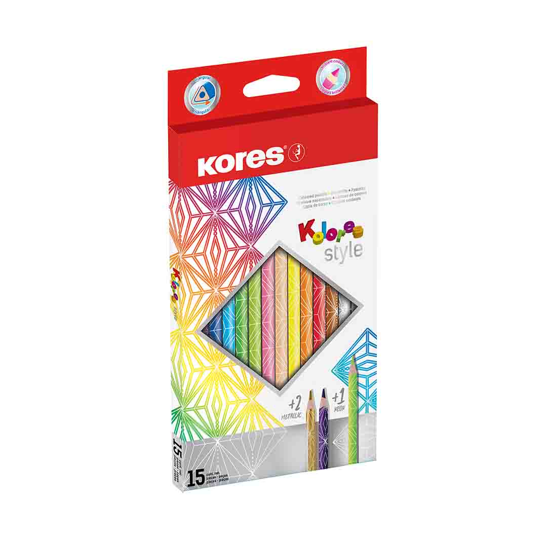 Image shows a set of 15 Bright Kores colour pencils