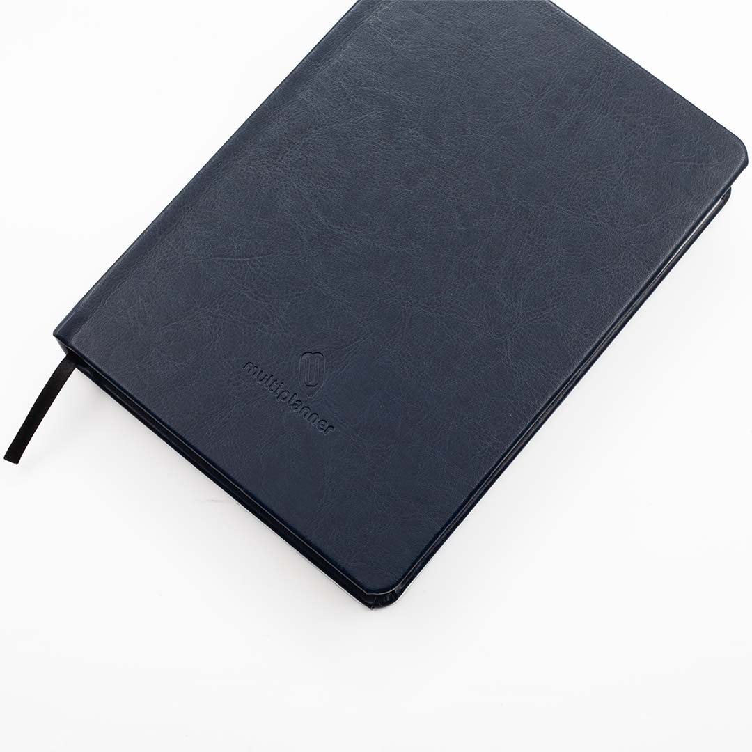 Image shows a top front view of the Navy Blue Classic MultiPlanner