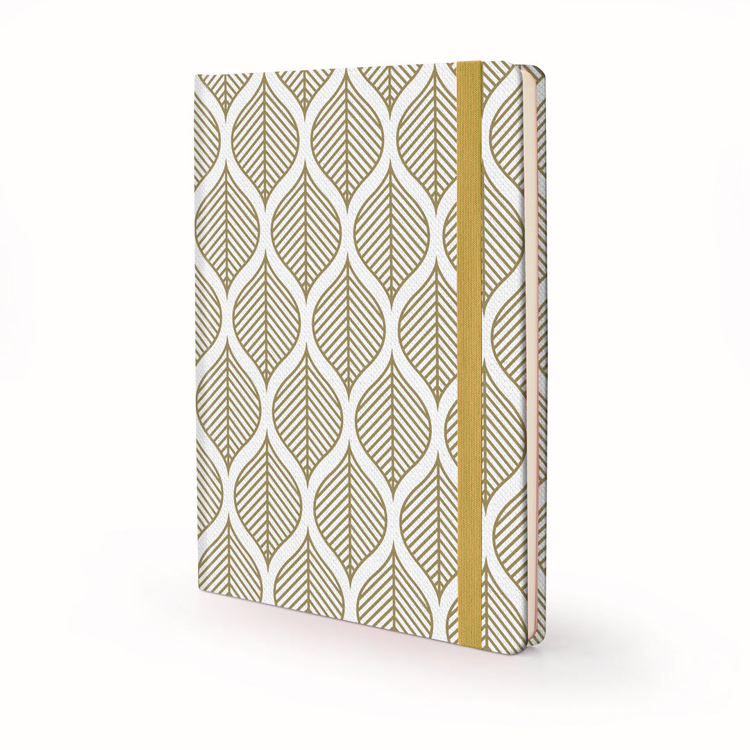 Image shows a Nature Geometric Gold Leaves journal