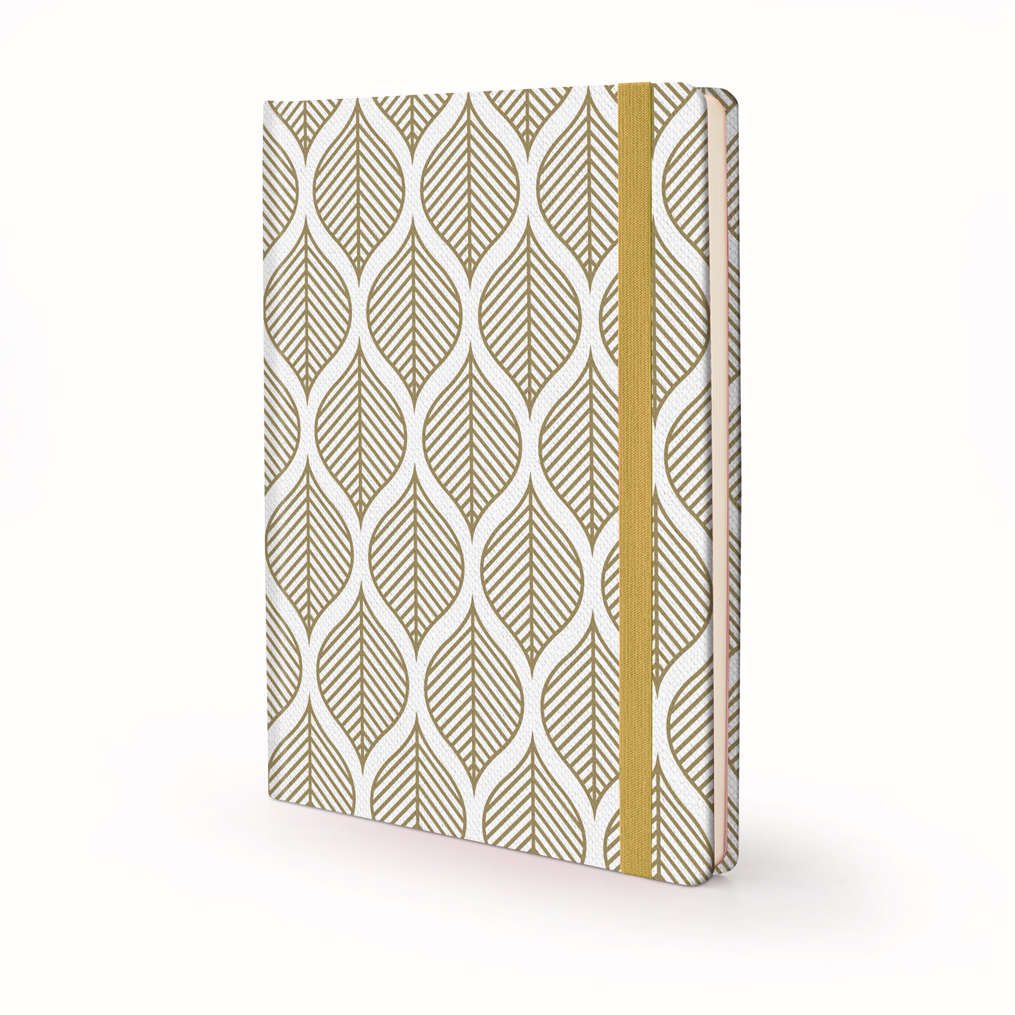 Image shows a Nature Geometric Gold Leaves journal