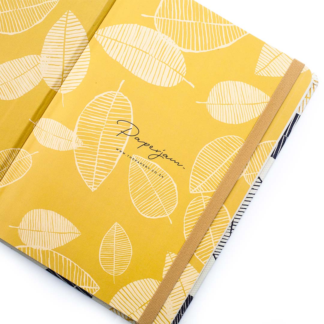 Image shows the endpapers of a Nature Gold Leaves journal
