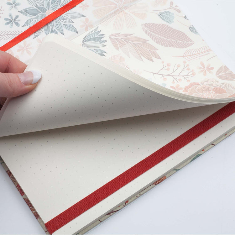 Image shows the dotted pages of an Autumn Premium hardcover journal