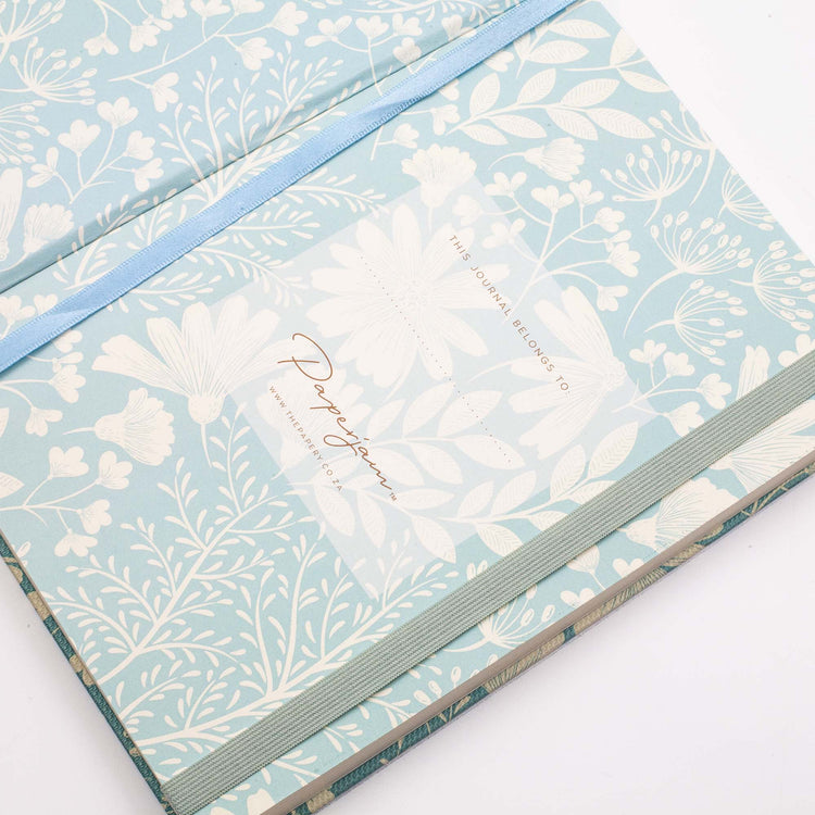 Image shows the endpapers of a Winter Premium hardcover journal