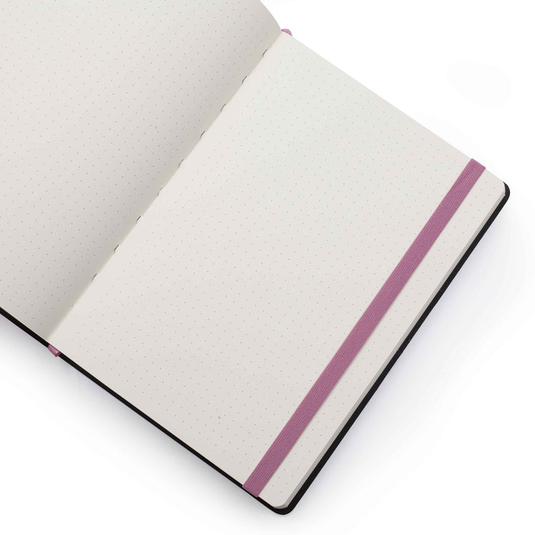 Image shows the dotted pages of an orchid Flexi Premium journal