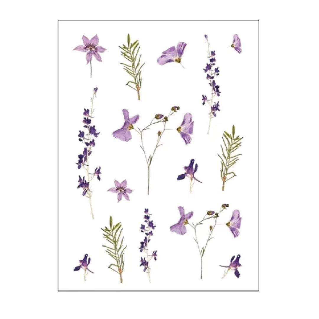 Image shows a purple flower sticker set