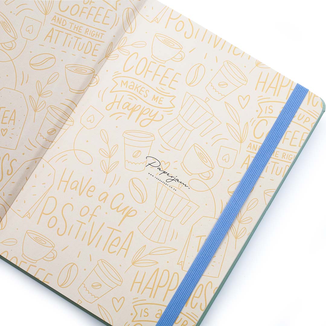 Image shows the endpapers of a Retro Rise & Shine journal