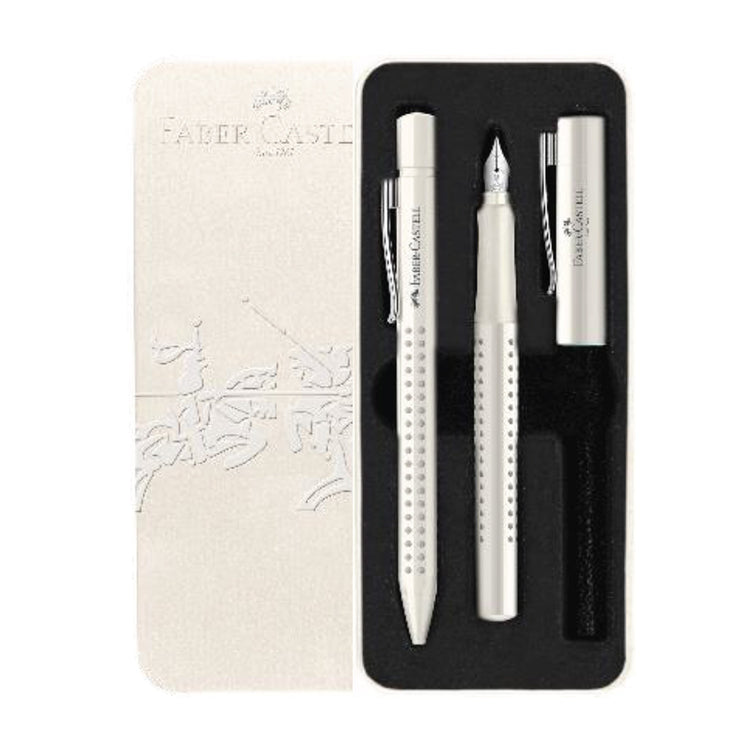 Image shows a Faber-Castell Harmony grip pen set (coconut milk)
